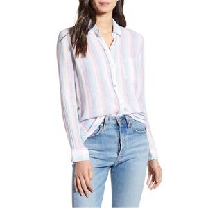 Rails $128 Charli pastel rainbow iris stripe button down Taylor Swift fave 0110